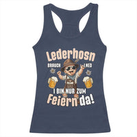 Funny Cute Boy Lederhosen Oktoberfest Racerback Tank Top Lederhosn I Bin Nur Zum Feiern Da Party - Wonder Print Shop