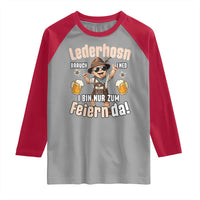 Funny Cute Boy Lederhosen Oktoberfest Raglan Shirt Lederhosn I Bin Nur Zum Feiern Da Party - Wonder Print Shop