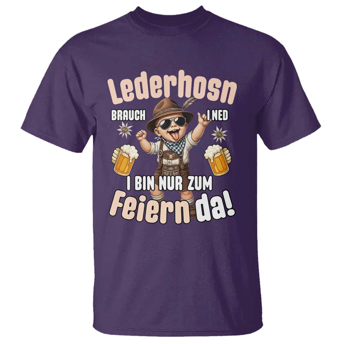 Funny Cute Boy Lederhosen Oktoberfest T Shirt Lederhosn I Bin Nur Zum Feiern Da Party - Wonder Print Shop