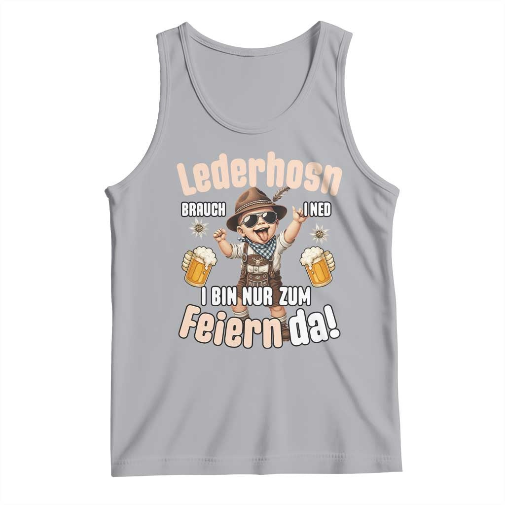 Funny Cute Boy Lederhosen Oktoberfest Tank Top Lederhosn I Bin Nur Zum Feiern Da Party - Wonder Print Shop