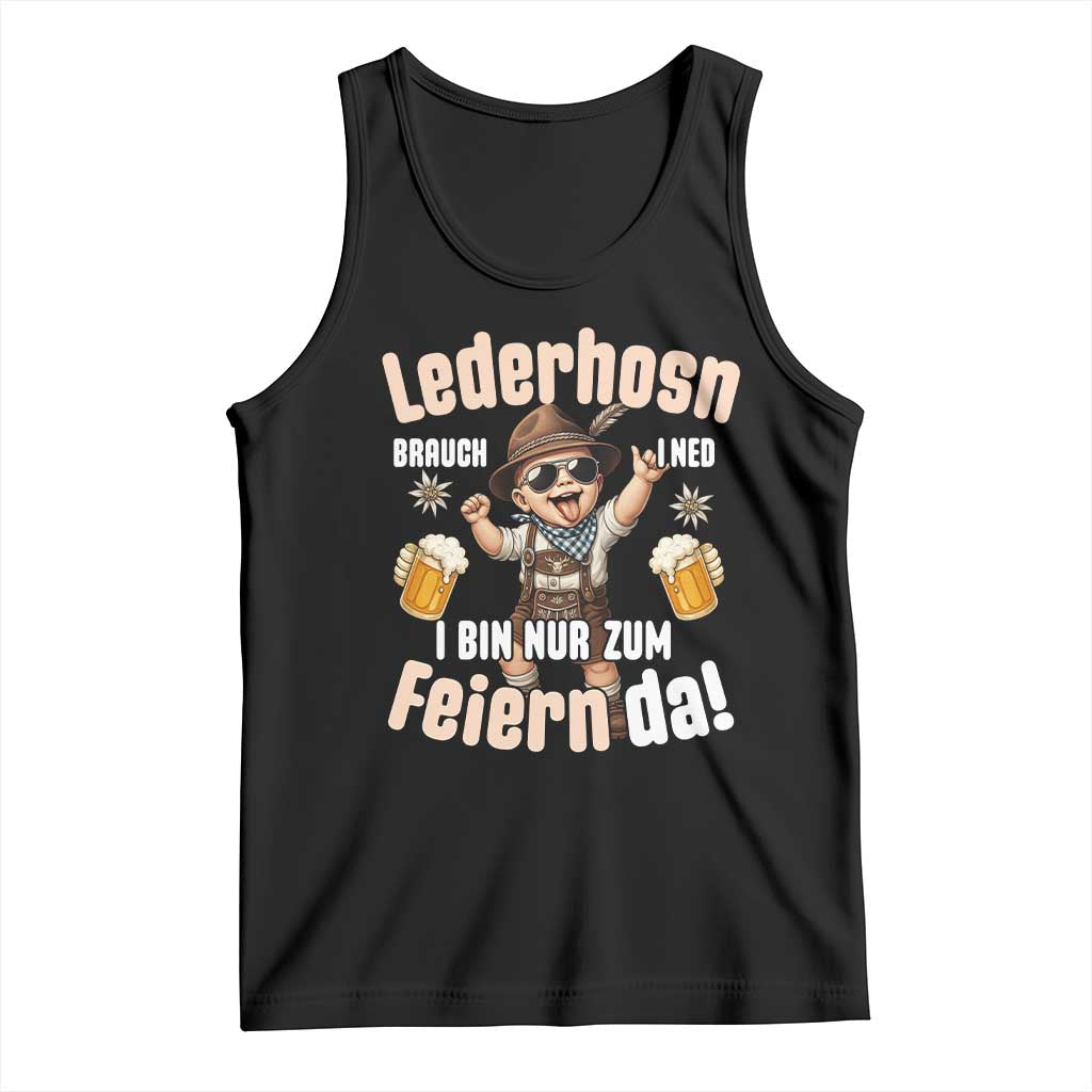 Funny Cute Boy Lederhosen Oktoberfest Tank Top Lederhosn I Bin Nur Zum Feiern Da Party - Wonder Print Shop