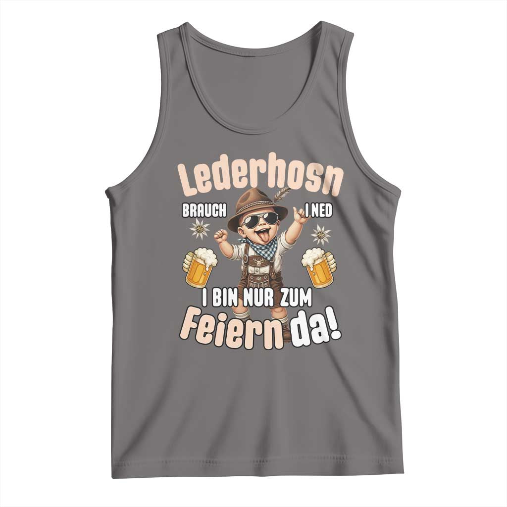 Funny Cute Boy Lederhosen Oktoberfest Tank Top Lederhosn I Bin Nur Zum Feiern Da Party - Wonder Print Shop