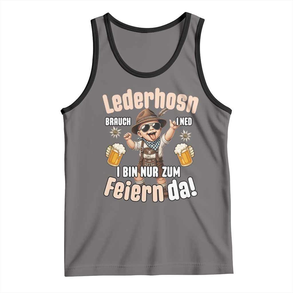 Funny Cute Boy Lederhosen Oktoberfest Tank Top Lederhosn I Bin Nur Zum Feiern Da Party - Wonder Print Shop
