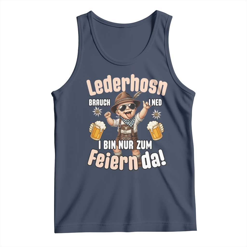 Funny Cute Boy Lederhosen Oktoberfest Tank Top Lederhosn I Bin Nur Zum Feiern Da Party - Wonder Print Shop