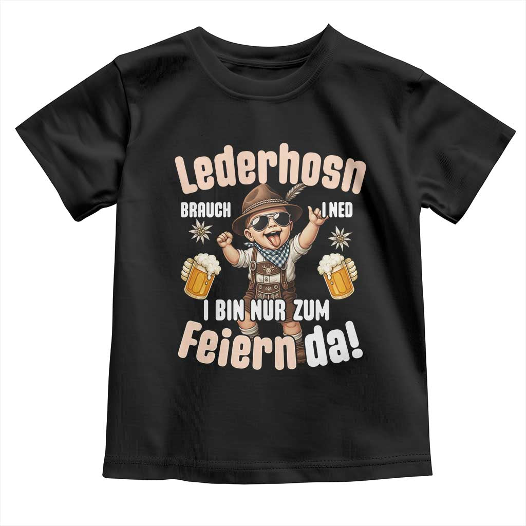 Funny Cute Boy Lederhosen Oktoberfest Toddler T Shirt Lederhosn I Bin Nur Zum Feiern Da Party - Wonder Print Shop