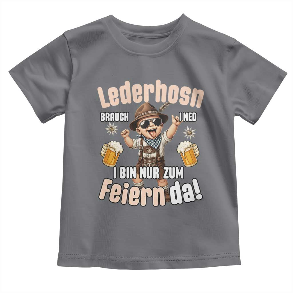 Funny Cute Boy Lederhosen Oktoberfest Toddler T Shirt Lederhosn I Bin Nur Zum Feiern Da Party - Wonder Print Shop