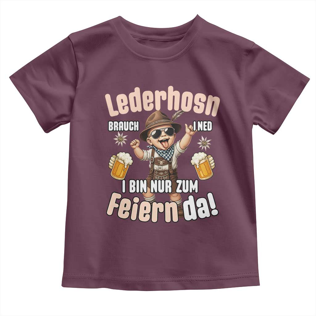 Funny Cute Boy Lederhosen Oktoberfest Toddler T Shirt Lederhosn I Bin Nur Zum Feiern Da Party - Wonder Print Shop