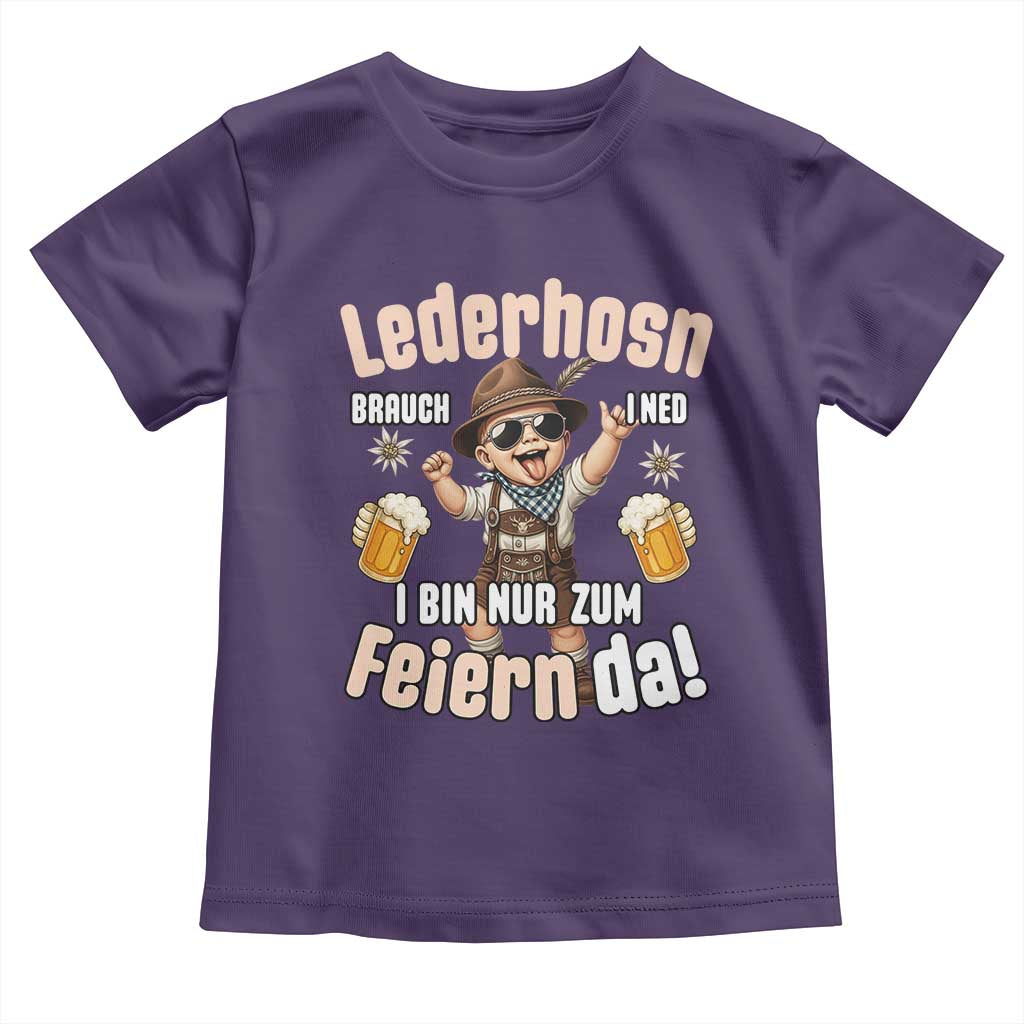 Funny Cute Boy Lederhosen Oktoberfest Toddler T Shirt Lederhosn I Bin Nur Zum Feiern Da Party - Wonder Print Shop