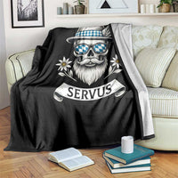 Bavarian Skull Servus Oktoberfest Throw Blanket Cool Alpine Hat Tyrolean German Tradition Style - Wonder Print Shop