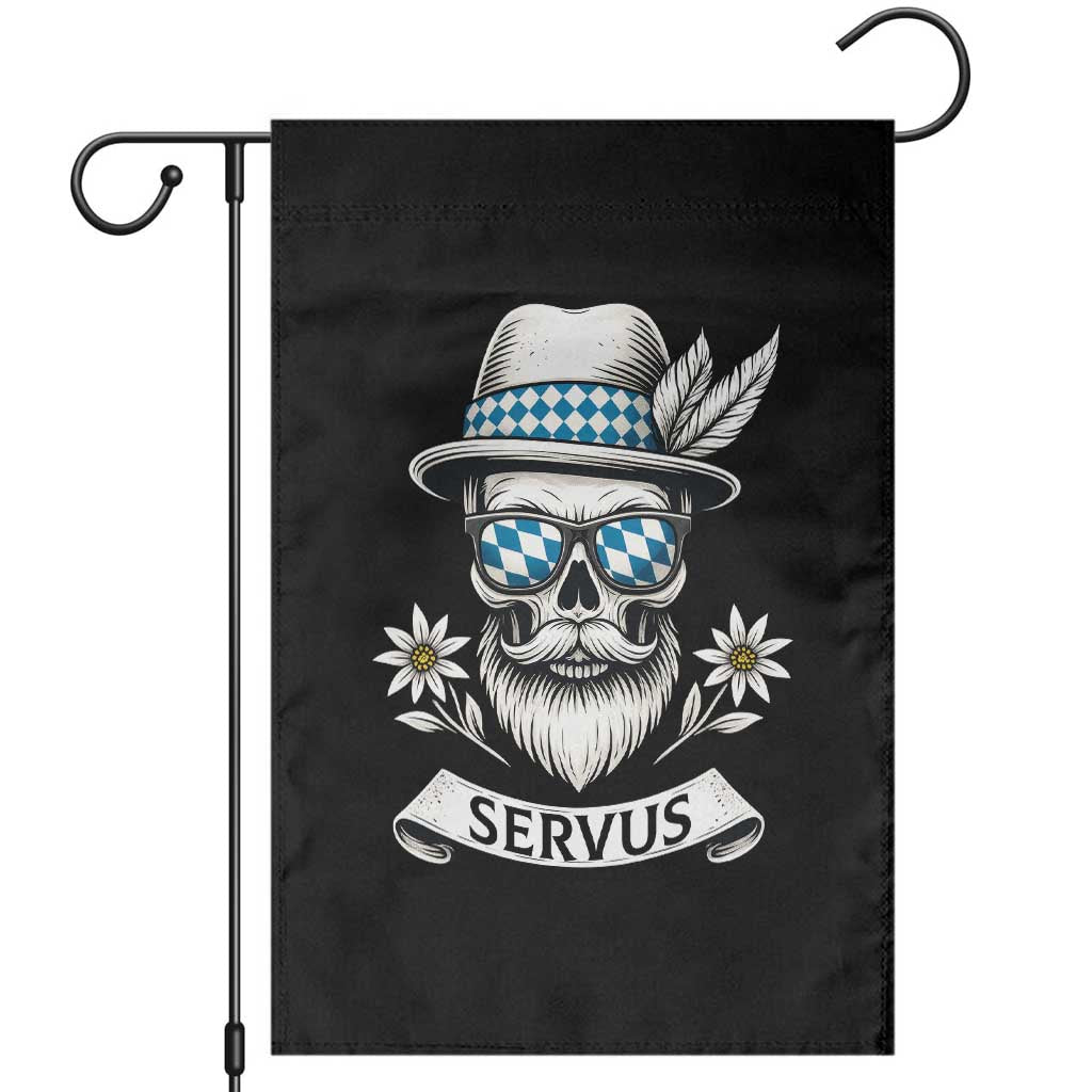 Bavarian Skull Servus Oktoberfest Garden Flag Cool Alpine Hat Tyrolean German Tradition Style - Wonder Print Shop