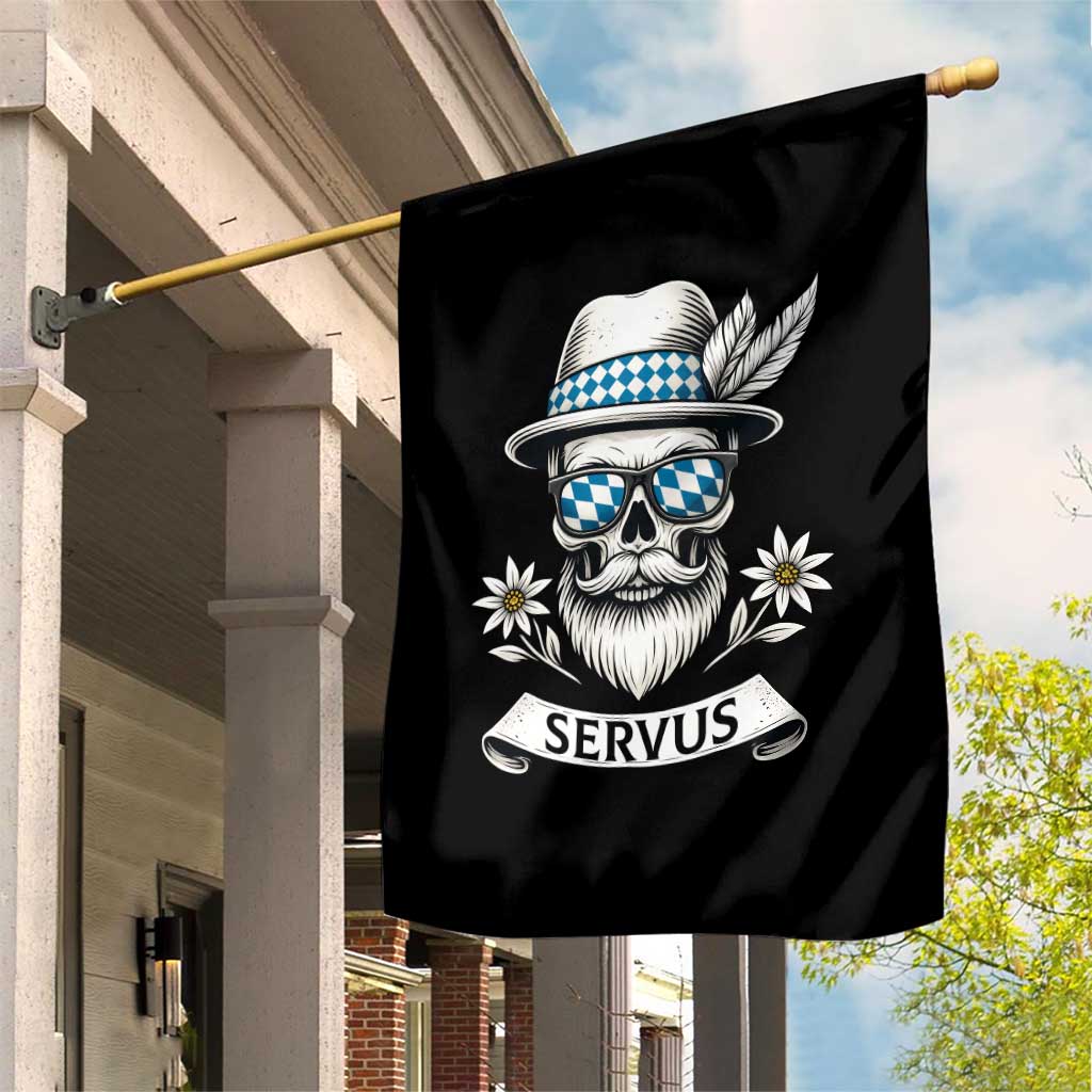 Bavarian Skull Servus Oktoberfest Garden Flag Cool Alpine Hat Tyrolean German Tradition Style - Wonder Print Shop