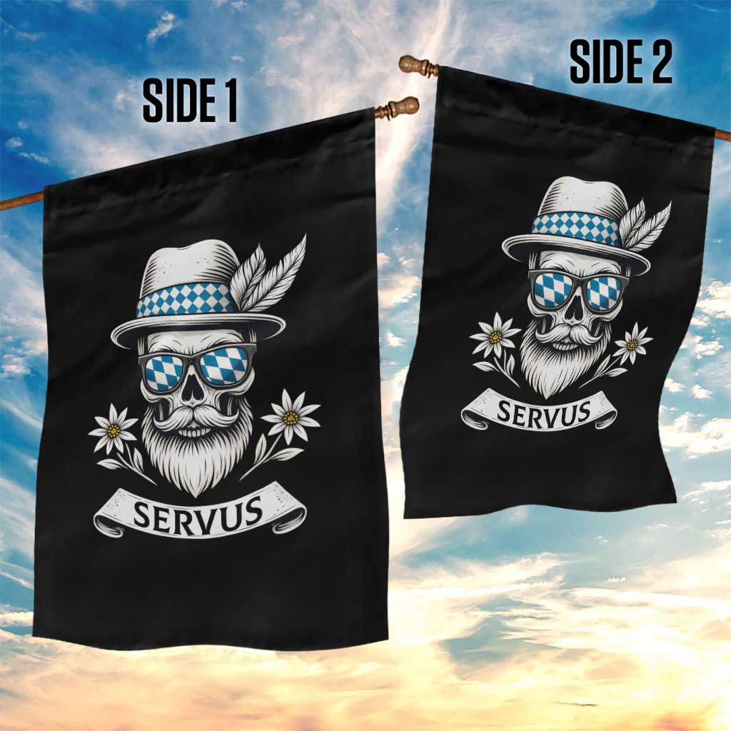 Bavarian Skull Servus Oktoberfest Garden Flag Cool Alpine Hat Tyrolean German Tradition Style - Wonder Print Shop