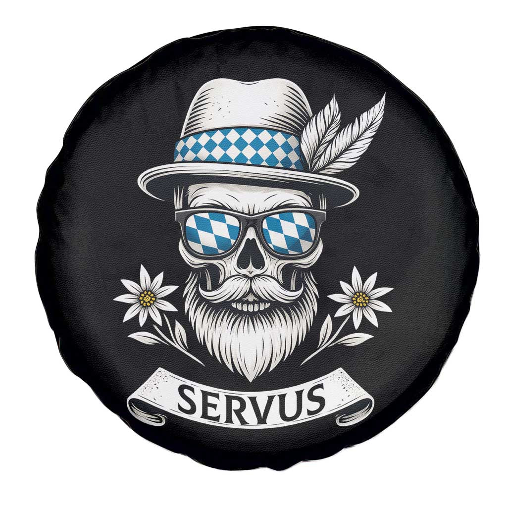 Bavarian Skull Servus Oktoberfest Spare Tire Cover Cool Alpine Hat Tyrolean German Tradition Style - Wonder Print Shop