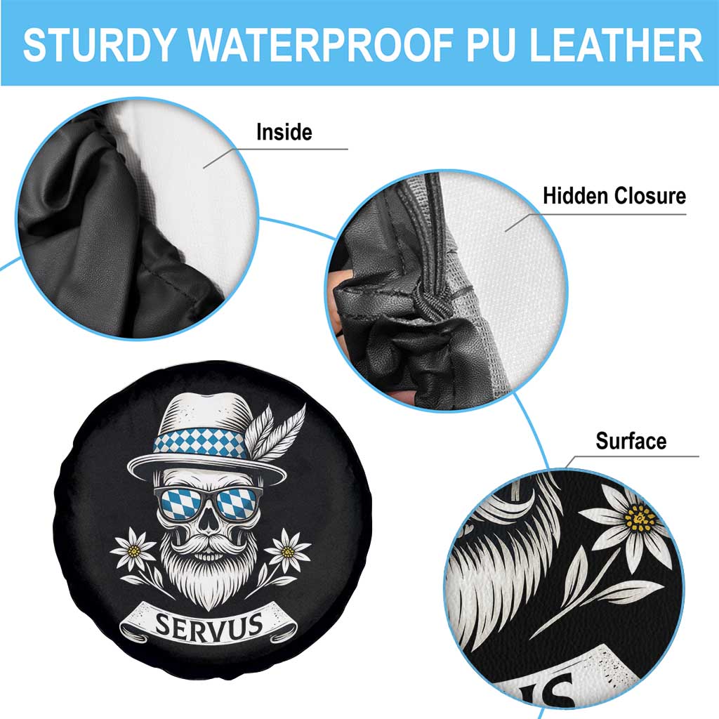 Bavarian Skull Servus Oktoberfest Spare Tire Cover Cool Alpine Hat Tyrolean German Tradition Style - Wonder Print Shop