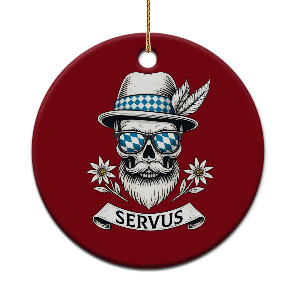 Bavarian Skull Servus Oktoberfest Ceramic Ornament Cool Alpine Hat Tyrolean German Tradition Style - Wonder Print Shop