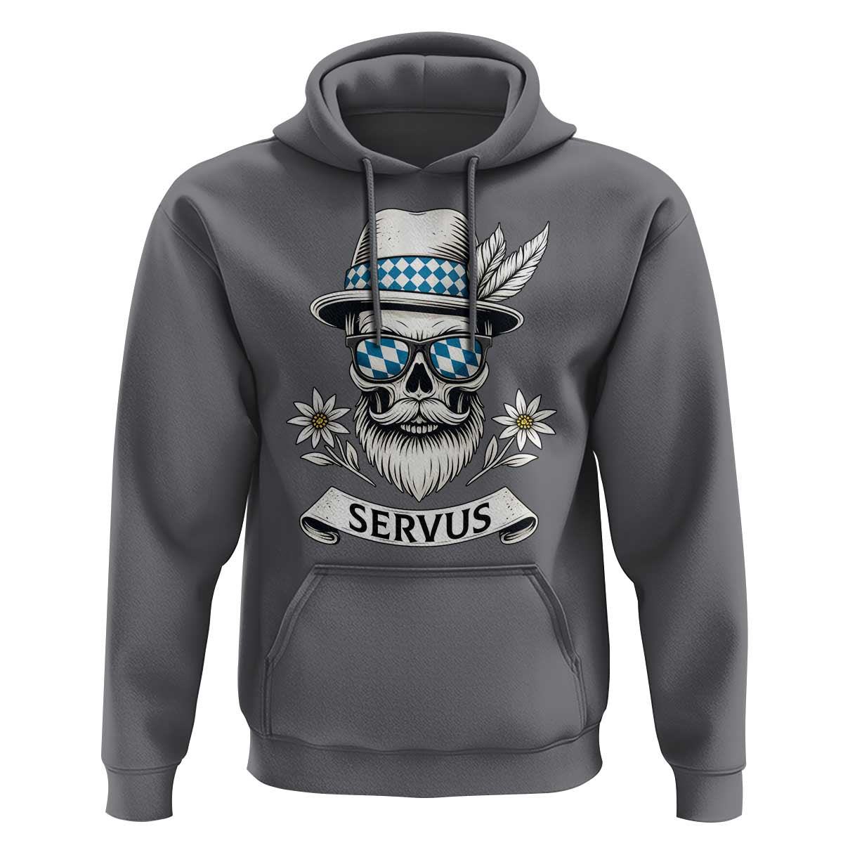 Bavarian Skull Servus Oktoberfest Hoodie Cool Alpine Hat Tyrolean German Tradition Style - Wonder Print Shop