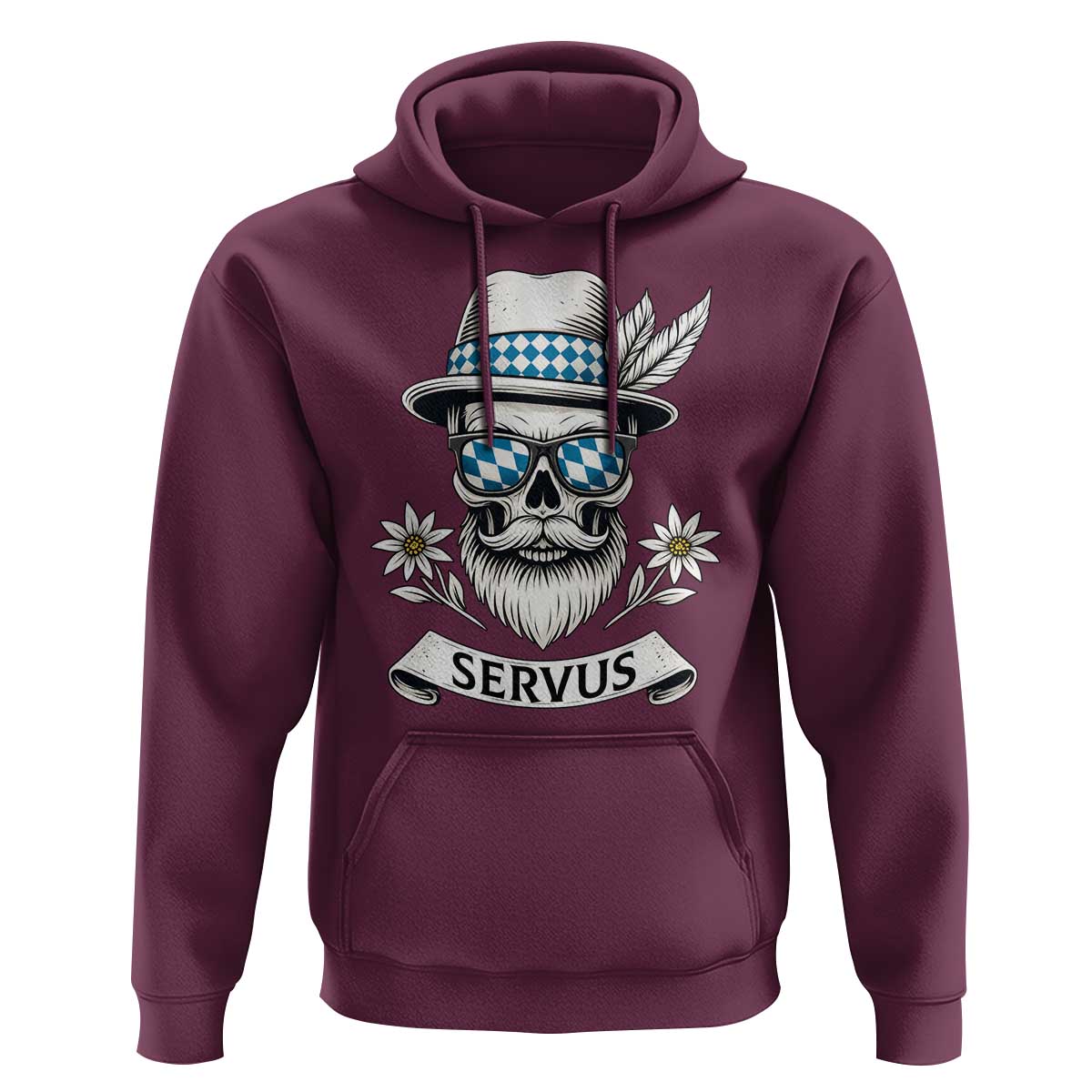 Bavarian Skull Servus Oktoberfest Hoodie Cool Alpine Hat Tyrolean German Tradition Style - Wonder Print Shop