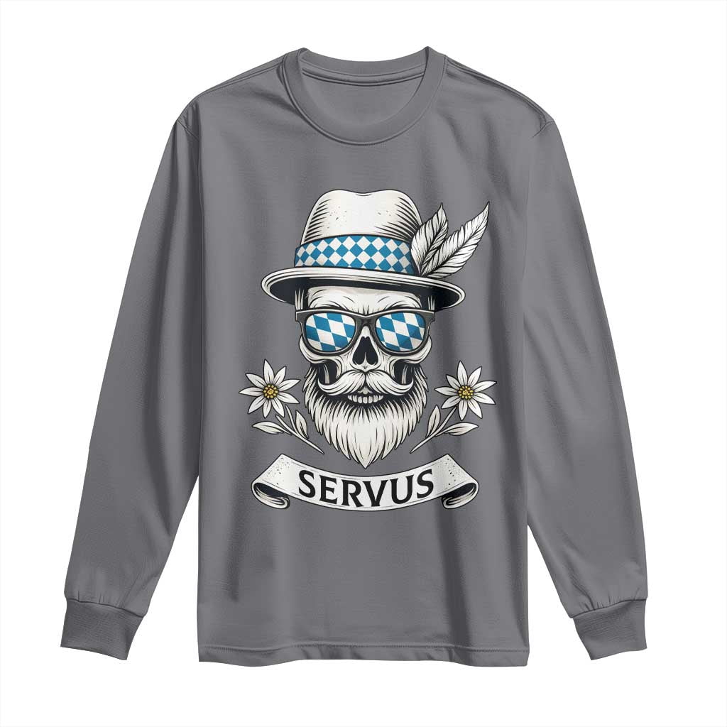 Bavarian Skull Servus Oktoberfest Long Sleeve Shirt Cool Alpine Hat Tyrolean German Tradition Style - Wonder Print Shop
