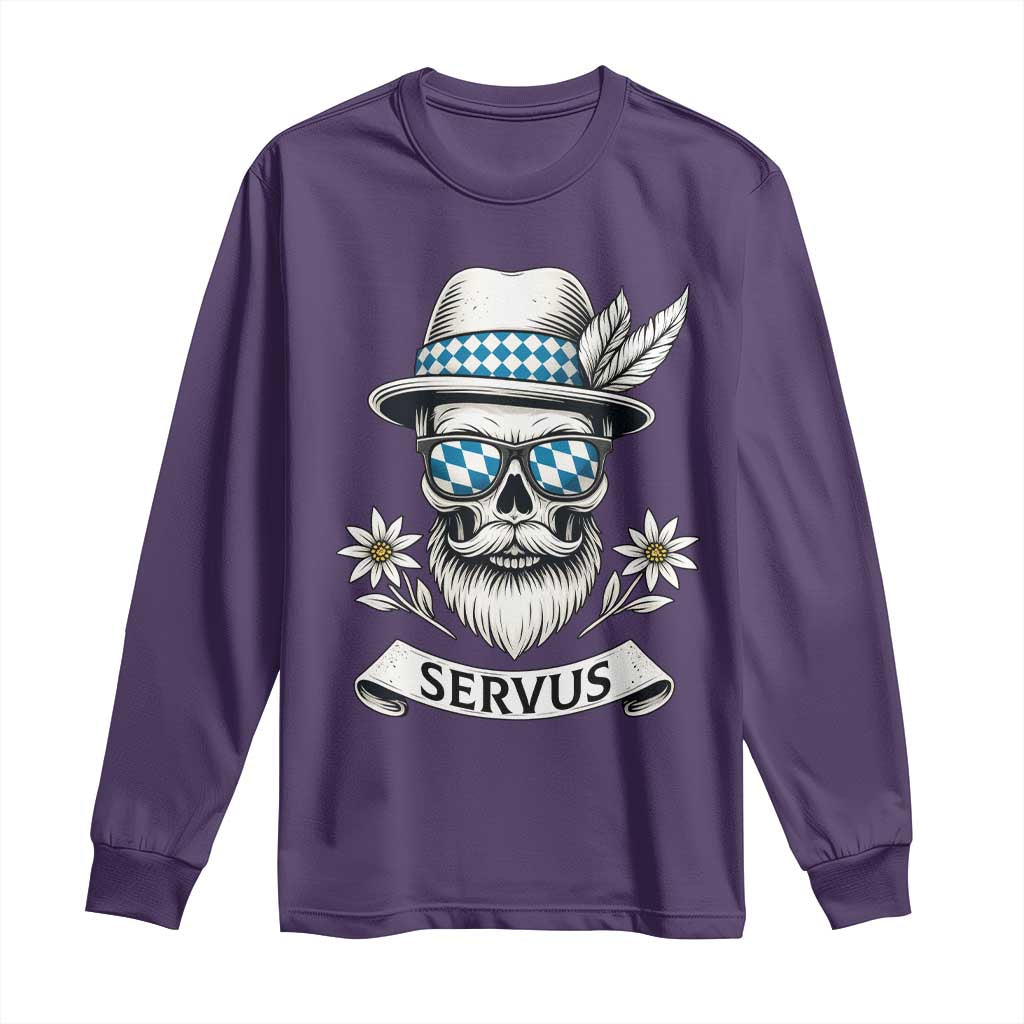 Bavarian Skull Servus Oktoberfest Long Sleeve Shirt Cool Alpine Hat Tyrolean German Tradition Style - Wonder Print Shop