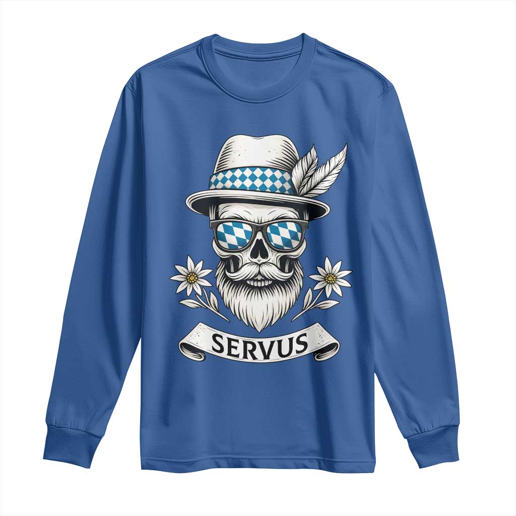 Bavarian Skull Servus Oktoberfest Long Sleeve Shirt Cool Alpine Hat Tyrolean German Tradition Style - Wonder Print Shop