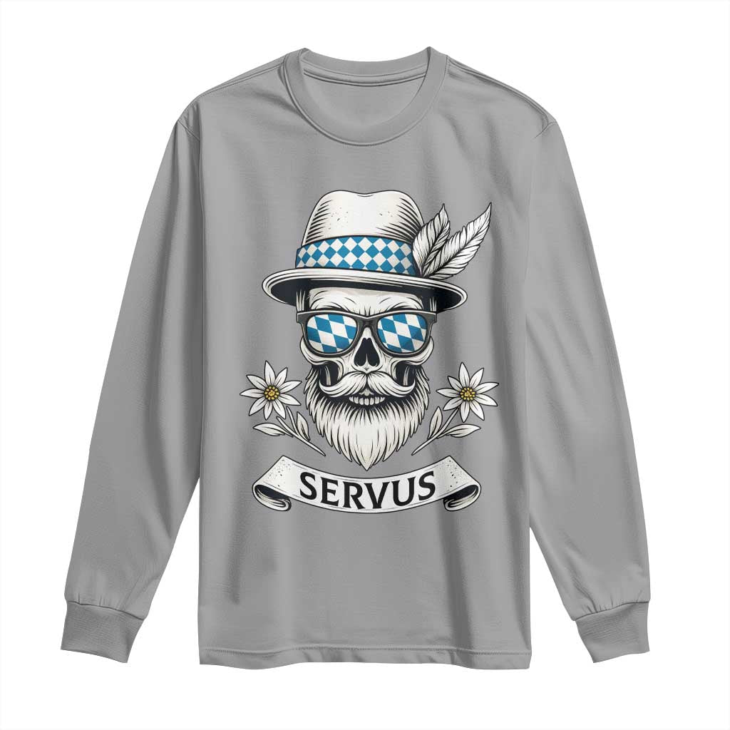 Bavarian Skull Servus Oktoberfest Long Sleeve Shirt Cool Alpine Hat Tyrolean German Tradition Style - Wonder Print Shop