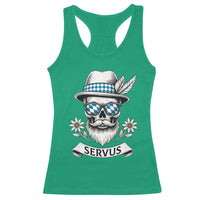 Bavarian Skull Servus Oktoberfest Racerback Tank Top Cool Alpine Hat Tyrolean German Tradition Style - Wonder Print Shop