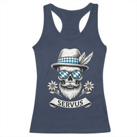 Bavarian Skull Servus Oktoberfest Racerback Tank Top Cool Alpine Hat Tyrolean German Tradition Style - Wonder Print Shop