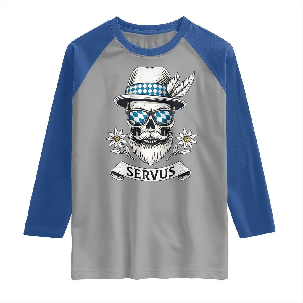 Bavarian Skull Servus Oktoberfest Raglan Shirt Cool Alpine Hat Tyrolean German Tradition Style - Wonder Print Shop