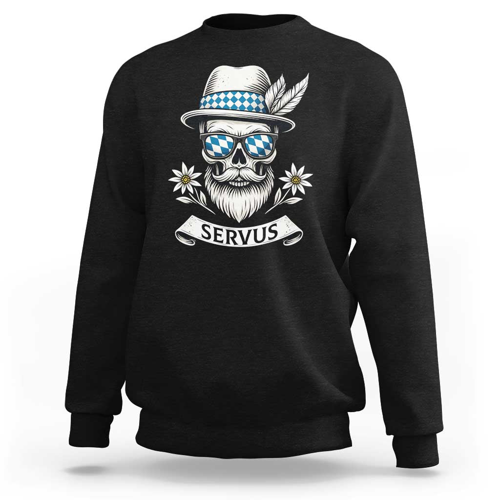 Bavarian Skull Servus Oktoberfest Sweatshirt Cool Alpine Hat Tyrolean German Tradition Style - Wonder Print Shop