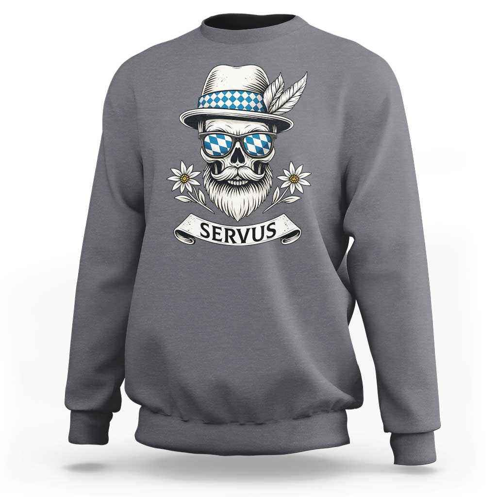 Bavarian Skull Servus Oktoberfest Sweatshirt Cool Alpine Hat Tyrolean German Tradition Style - Wonder Print Shop