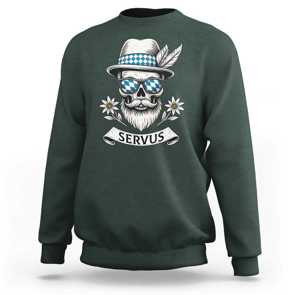 Bavarian Skull Servus Oktoberfest Sweatshirt Cool Alpine Hat Tyrolean German Tradition Style - Wonder Print Shop