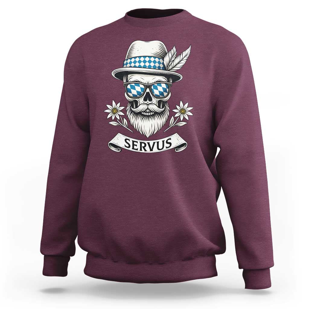 Bavarian Skull Servus Oktoberfest Sweatshirt Cool Alpine Hat Tyrolean German Tradition Style - Wonder Print Shop