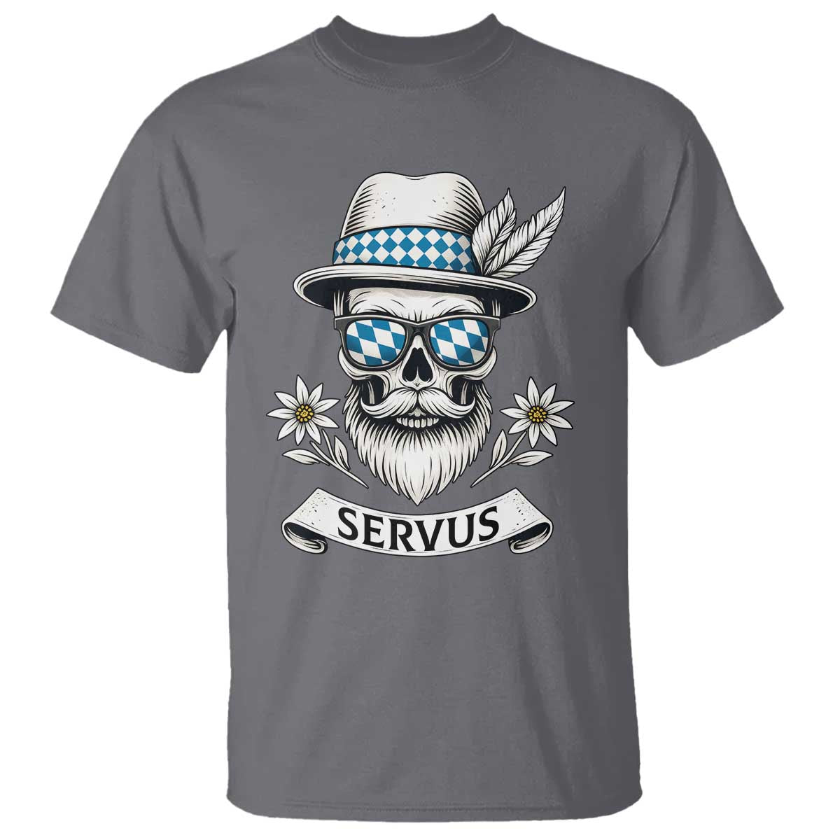 Bavarian Skull Servus Oktoberfest T Shirt Cool Alpine Hat Tyrolean German Tradition Style - Wonder Print Shop