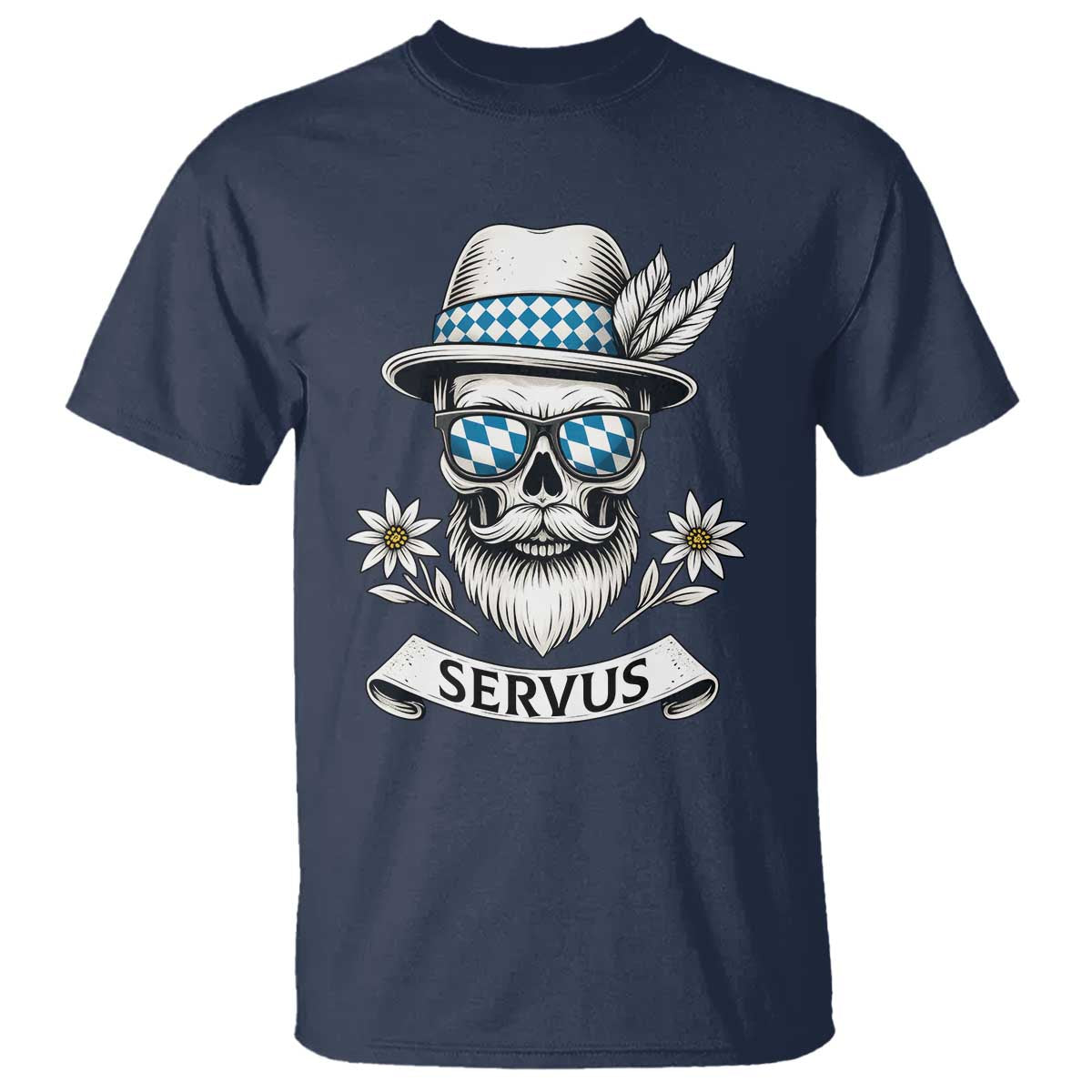 Bavarian Skull Servus Oktoberfest T Shirt Cool Alpine Hat Tyrolean German Tradition Style - Wonder Print Shop