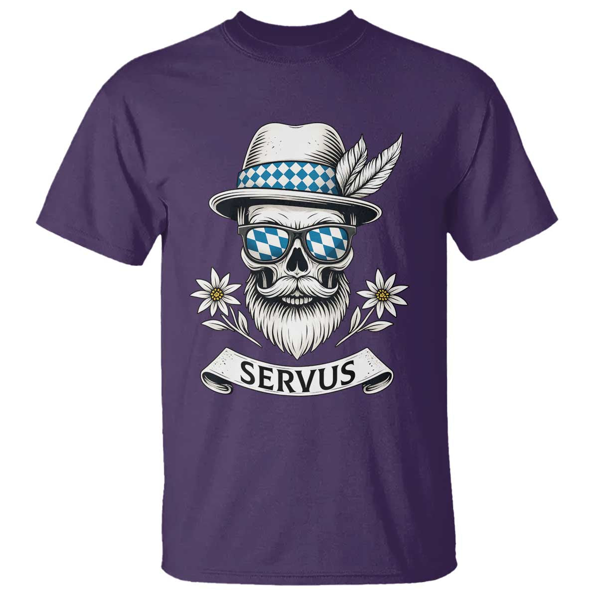 Bavarian Skull Servus Oktoberfest T Shirt Cool Alpine Hat Tyrolean German Tradition Style - Wonder Print Shop