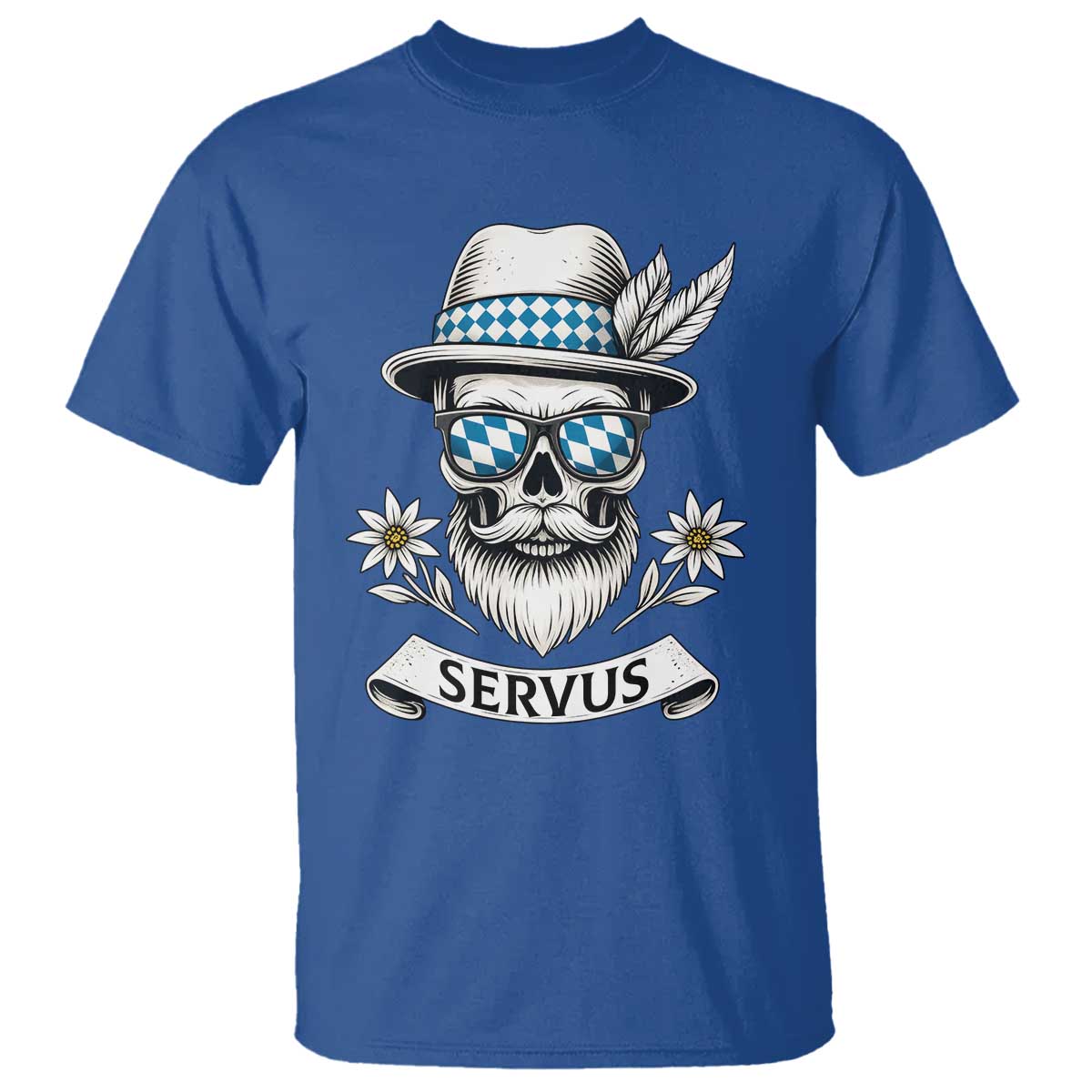 Bavarian Skull Servus Oktoberfest T Shirt Cool Alpine Hat Tyrolean German Tradition Style - Wonder Print Shop