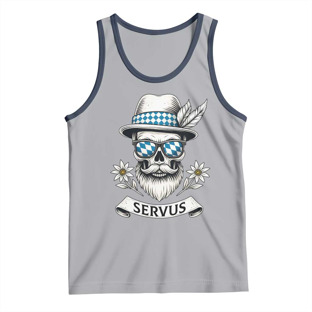 Bavarian Skull Servus Oktoberfest Tank Top Cool Alpine Hat Tyrolean German Tradition Style - Wonder Print Shop