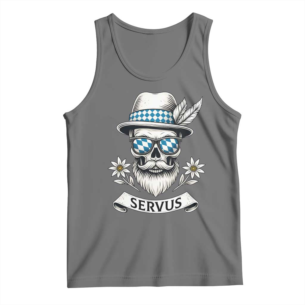 Bavarian Skull Servus Oktoberfest Tank Top Cool Alpine Hat Tyrolean German Tradition Style - Wonder Print Shop