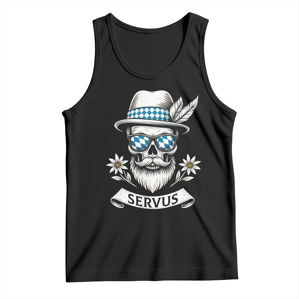 Bavarian Skull Servus Oktoberfest Tank Top Cool Alpine Hat Tyrolean German Tradition Style - Wonder Print Shop