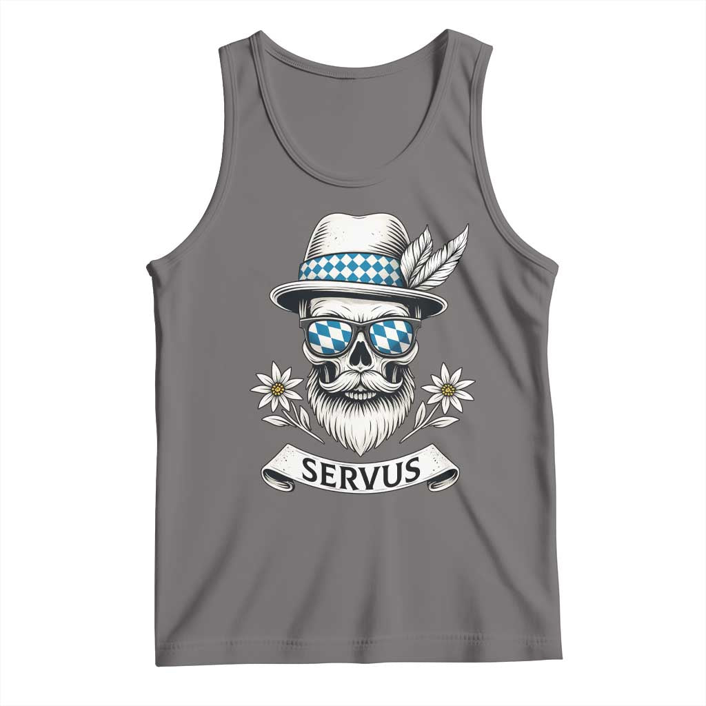 Bavarian Skull Servus Oktoberfest Tank Top Cool Alpine Hat Tyrolean German Tradition Style - Wonder Print Shop