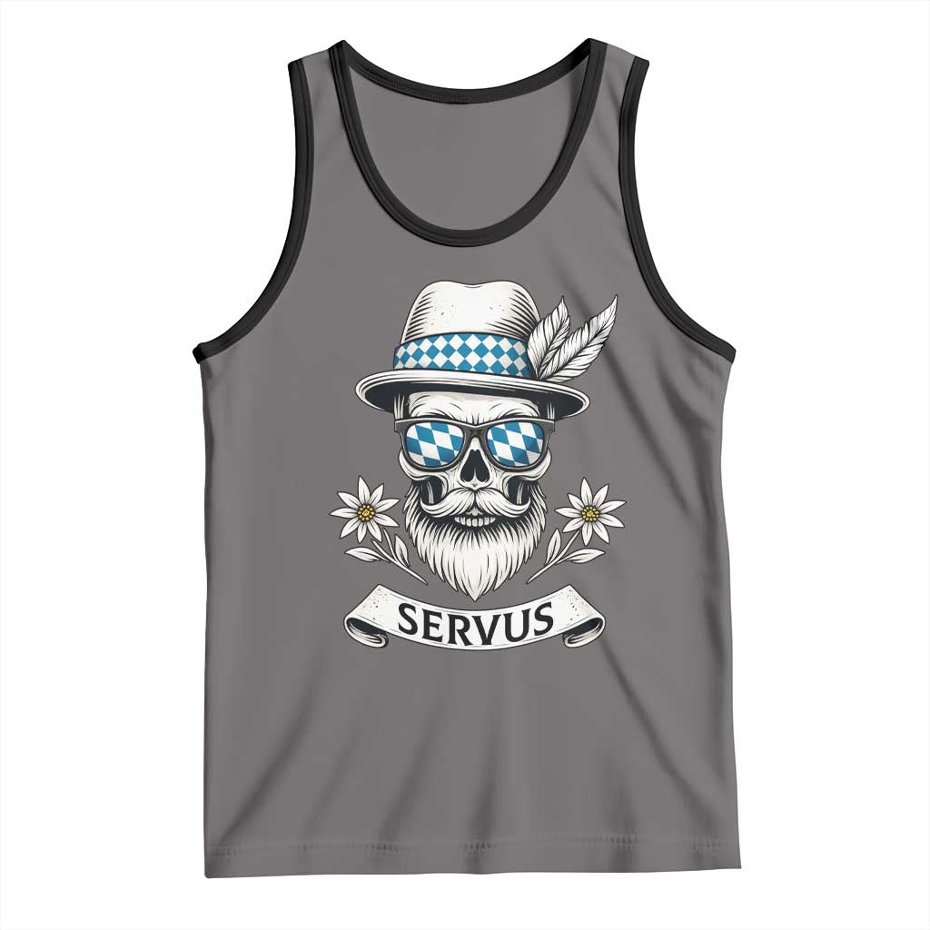 Bavarian Skull Servus Oktoberfest Tank Top Cool Alpine Hat Tyrolean German Tradition Style - Wonder Print Shop