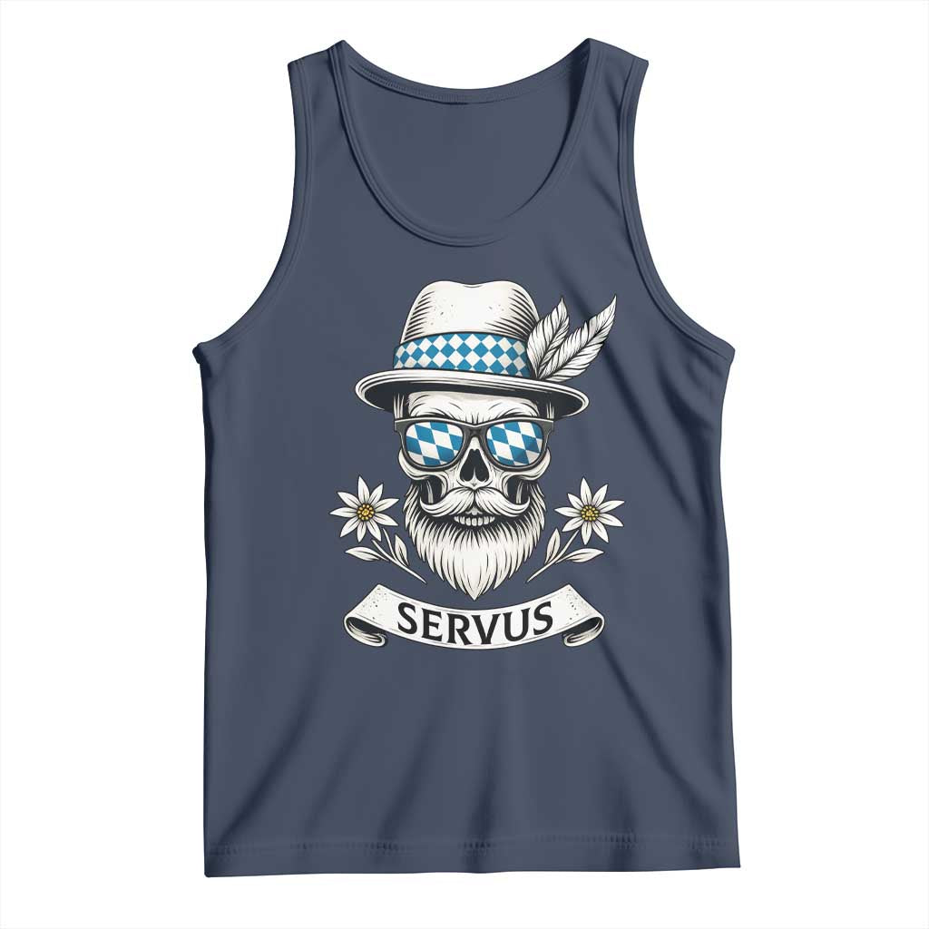 Bavarian Skull Servus Oktoberfest Tank Top Cool Alpine Hat Tyrolean German Tradition Style - Wonder Print Shop