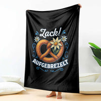 Zack Aufgebrezelt Oktoberfest Throw Blanket Funny Bavarian Pretzel Edelweiss Blue - Wonder Print Shop
