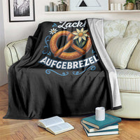 Zack Aufgebrezelt Oktoberfest Throw Blanket Funny Bavarian Pretzel Edelweiss Blue - Wonder Print Shop