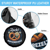Zack Aufgebrezelt Oktoberfest Spare Tire Cover Funny Bavarian Pretzel Edelweiss Blue - Wonder Print Shop