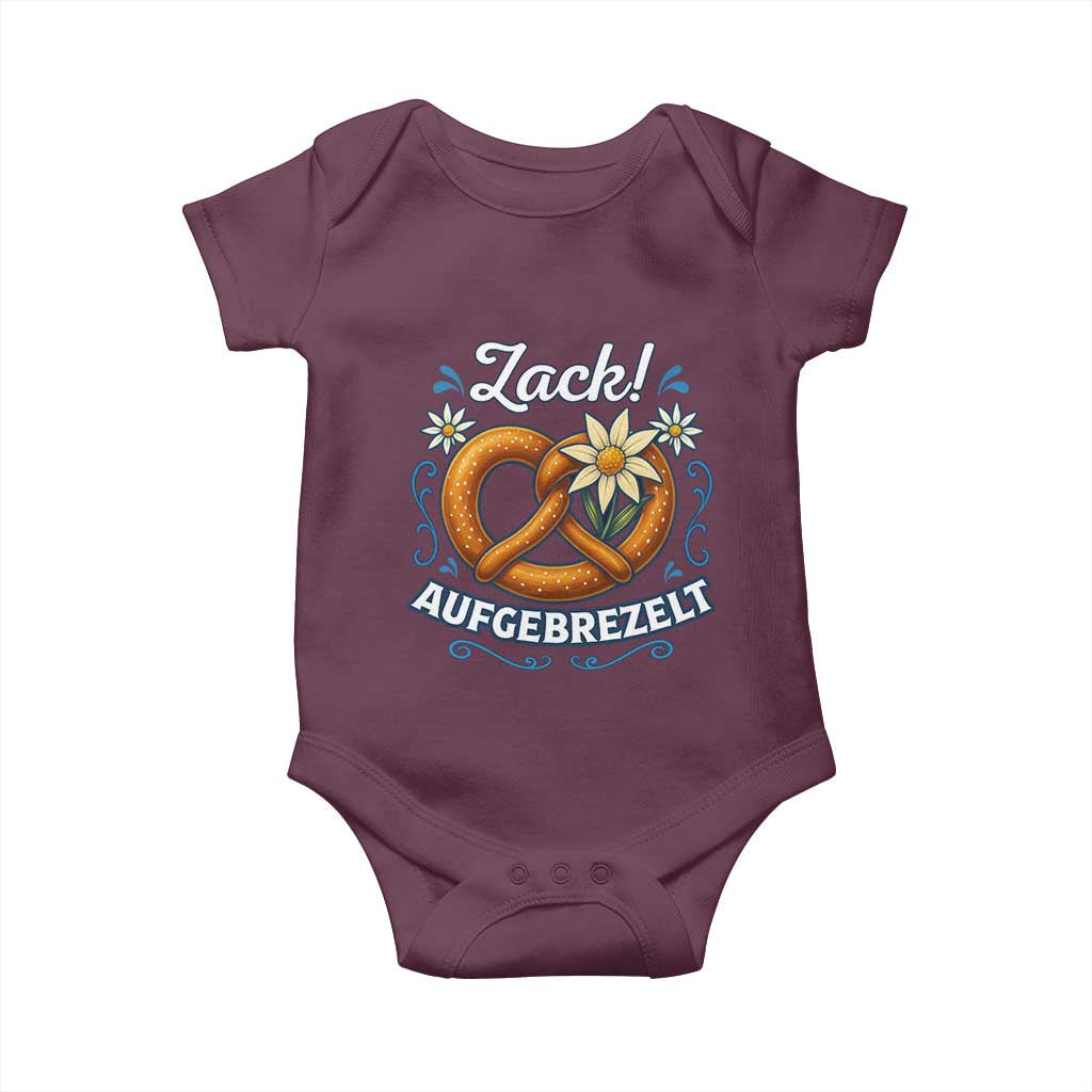 Zack Aufgebrezelt Oktoberfest Baby Onesie Funny Bavarian Pretzel Edelweiss Blue - Wonder Print Shop