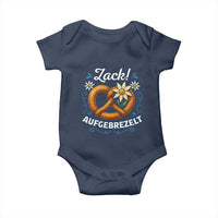 Zack Aufgebrezelt Oktoberfest Baby Onesie Funny Bavarian Pretzel Edelweiss Blue - Wonder Print Shop