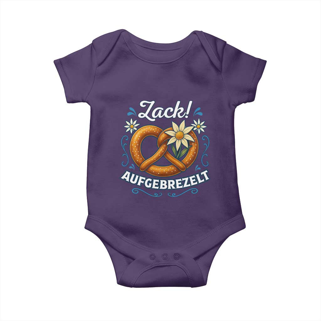 Zack Aufgebrezelt Oktoberfest Baby Onesie Funny Bavarian Pretzel Edelweiss Blue - Wonder Print Shop
