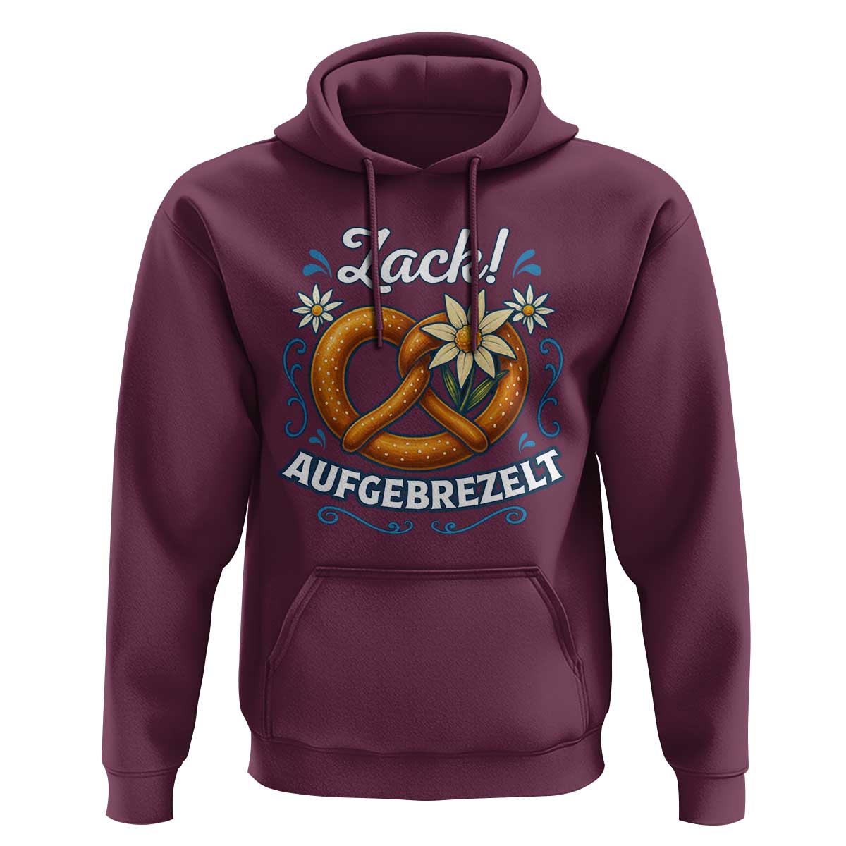 Zack Aufgebrezelt Oktoberfest Hoodie Funny Bavarian Pretzel Edelweiss Blue - Wonder Print Shop
