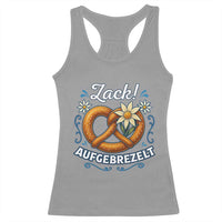 Zack Aufgebrezelt Oktoberfest Racerback Tank Top Funny Bavarian Pretzel Edelweiss Blue - Wonder Print Shop